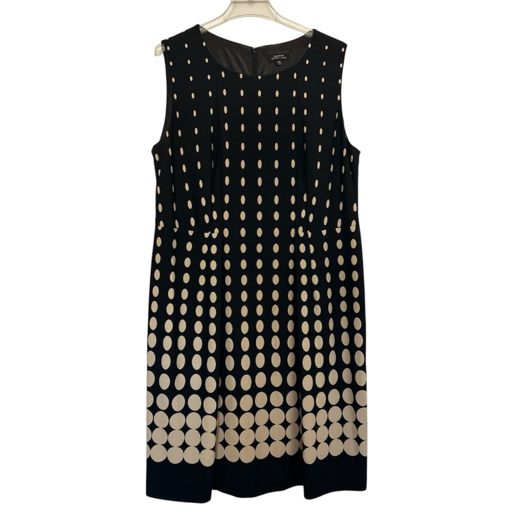 Tahari Midi Dress black and cream polka dot